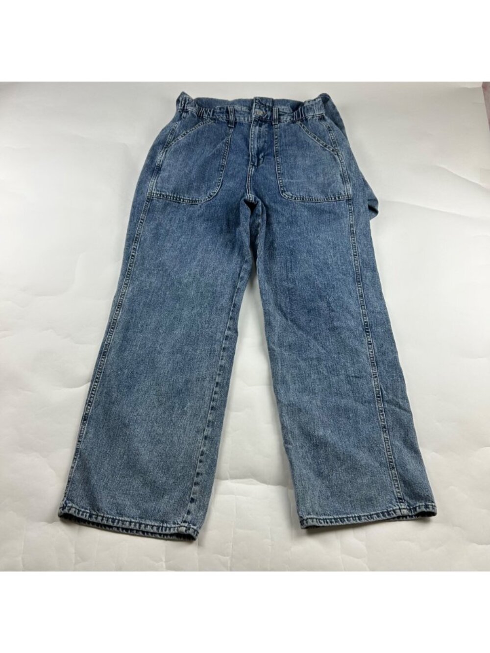 Universal Thread Denim Long Sleeve Button Front Straight Leg Jumpsuit 6R - Picture 3 of 9
